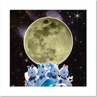 moon and rabbit Posters and Art